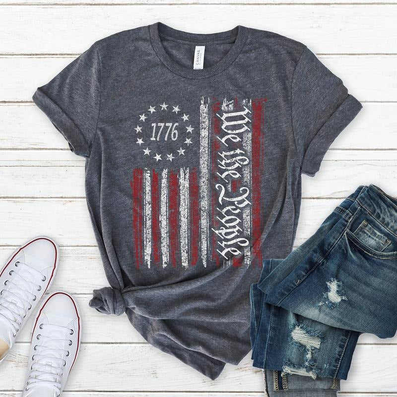 We People Patriotic Man Vintage USA Flag 1776 History - Adult & Kids T-Shirts, Sweatshirts & Hoodies apparel design preview 1