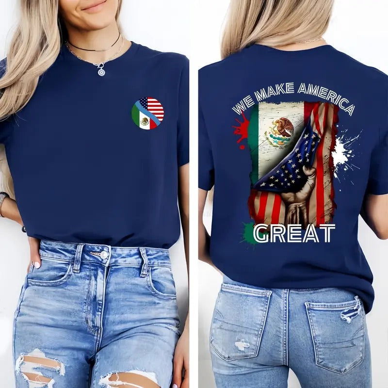 We Make America Great Mexican American Mexico Flag - Adult & Kids T-Shirts, Sweatshirts & Hoodies apparel design preview 1