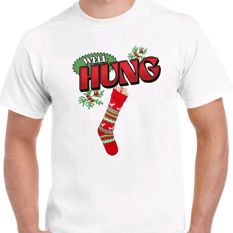 Well Hung Funny Meme Cotton Menswear Top - Adult & Kids T-Shirts, Sweatshirts & Hoodies apparel design preview 1