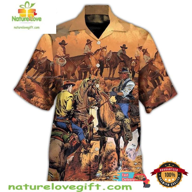 Cowboy Racing Hawaiian Western American Summer Aloha - Adult & Kids T-Shirts, Sweatshirts & Hoodies apparel design preview 1