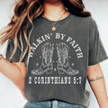 Western Cowgirl Boot Walkin' Faith Christian Walk - Adult & Kids T-Shirts, Sweatshirts & Hoodies apparel design preview 1