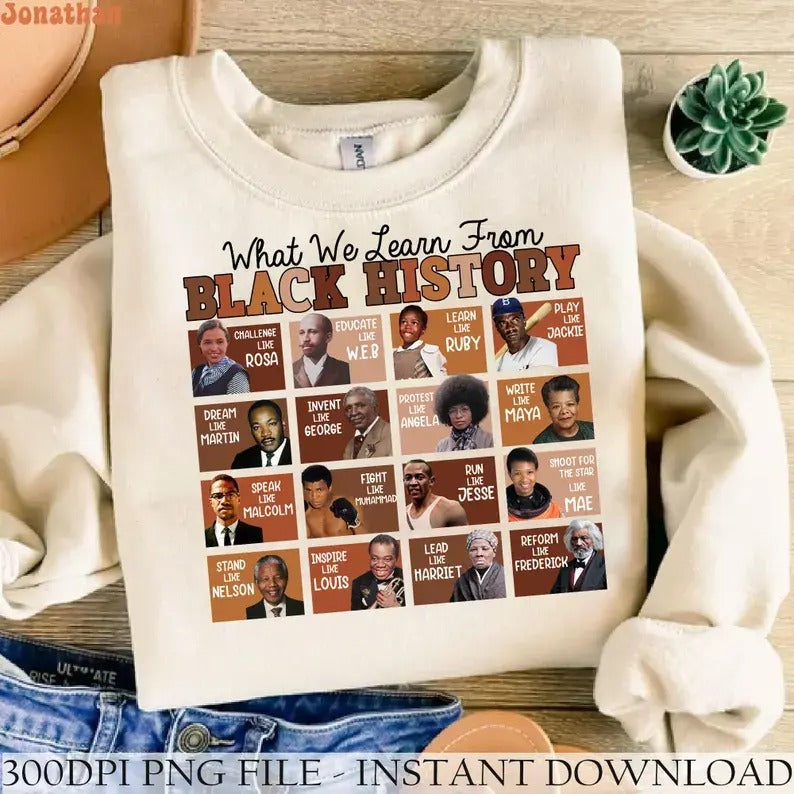 What We Learn Black History Leaders - Adult & Kids T-Shirts, Sweatshirts & Hoodies apparel design preview 1