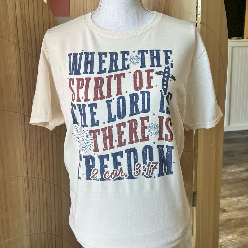 Where Spirit Lord Is There Freedom Christian July - Adult & Kids T-Shirts, Sweatshirts & Hoodies apparel design preview 1