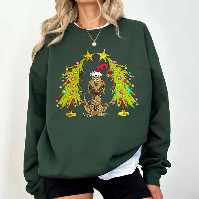 Whimsical Tree Dog Max Whoville Green Star - Adult & Kids T-Shirts, Sweatshirts & Hoodies apparel design preview 1