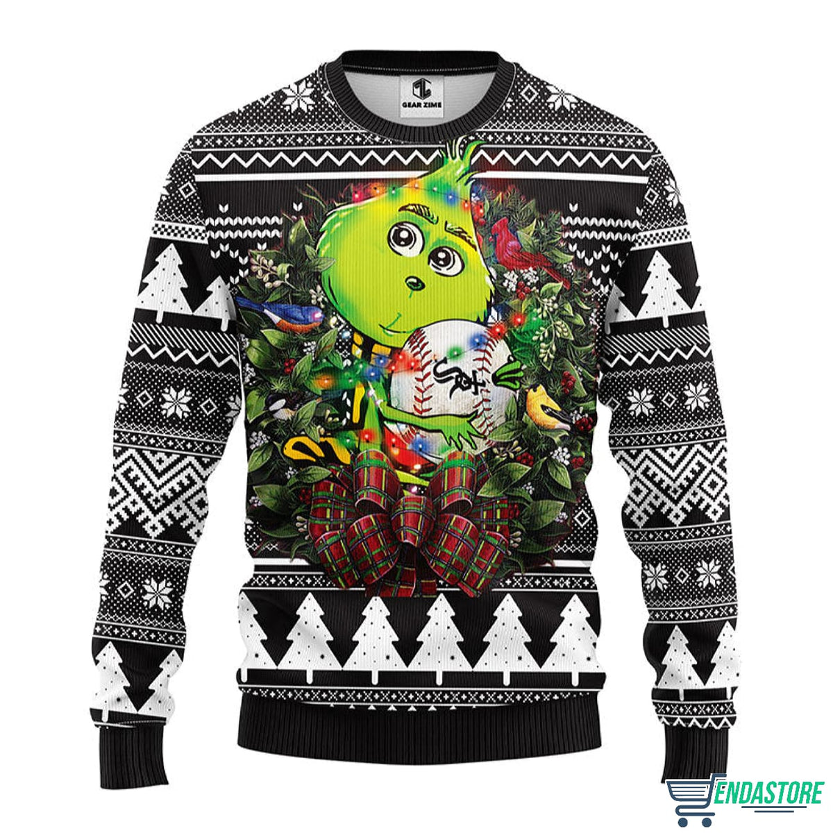 White Sox Grnch Hug 3D Ugly Christmas Sweater - Holiday Gift product image