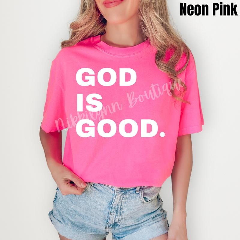 White Stacked God Is Good Comfort Colors 'NLB' - Adult & Kids T-Shirts, Sweatshirts & Hoodies apparel design preview 1