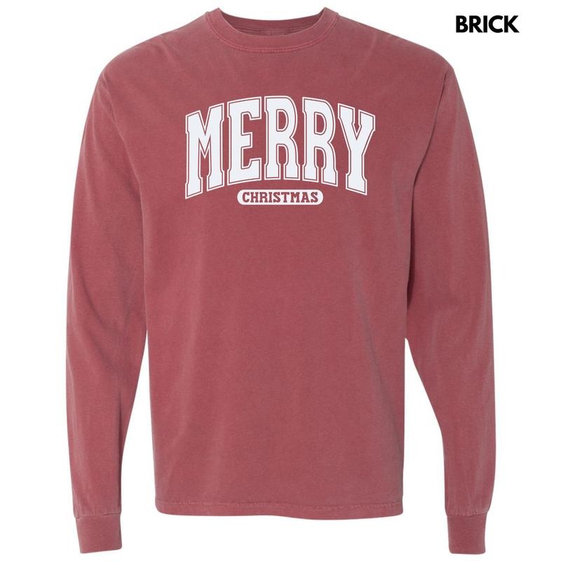 White Varsity Merry Comfort Colors 'NLB' - Adult & Kids T-Shirts, Sweatshirts & Hoodies apparel design preview 1