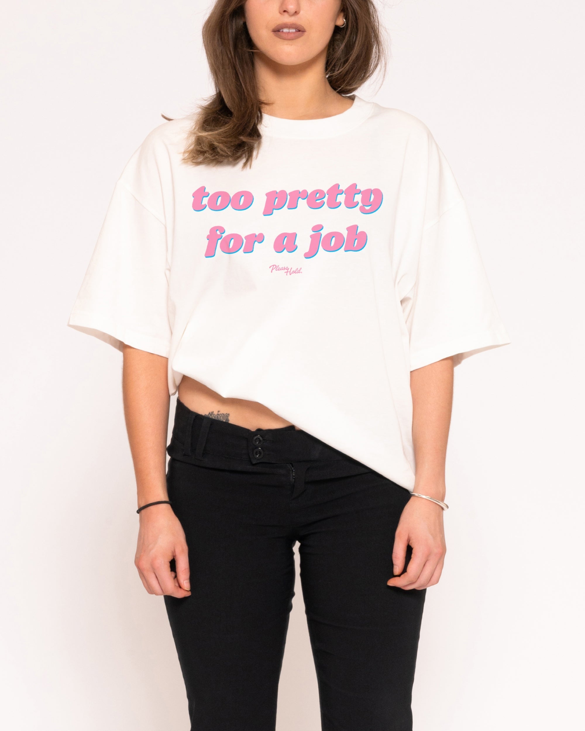 Too Pretty For A Job Boxy Crop - Adult & Kids T-Shirts, Sweatshirts & Hoodies apparel design preview 1