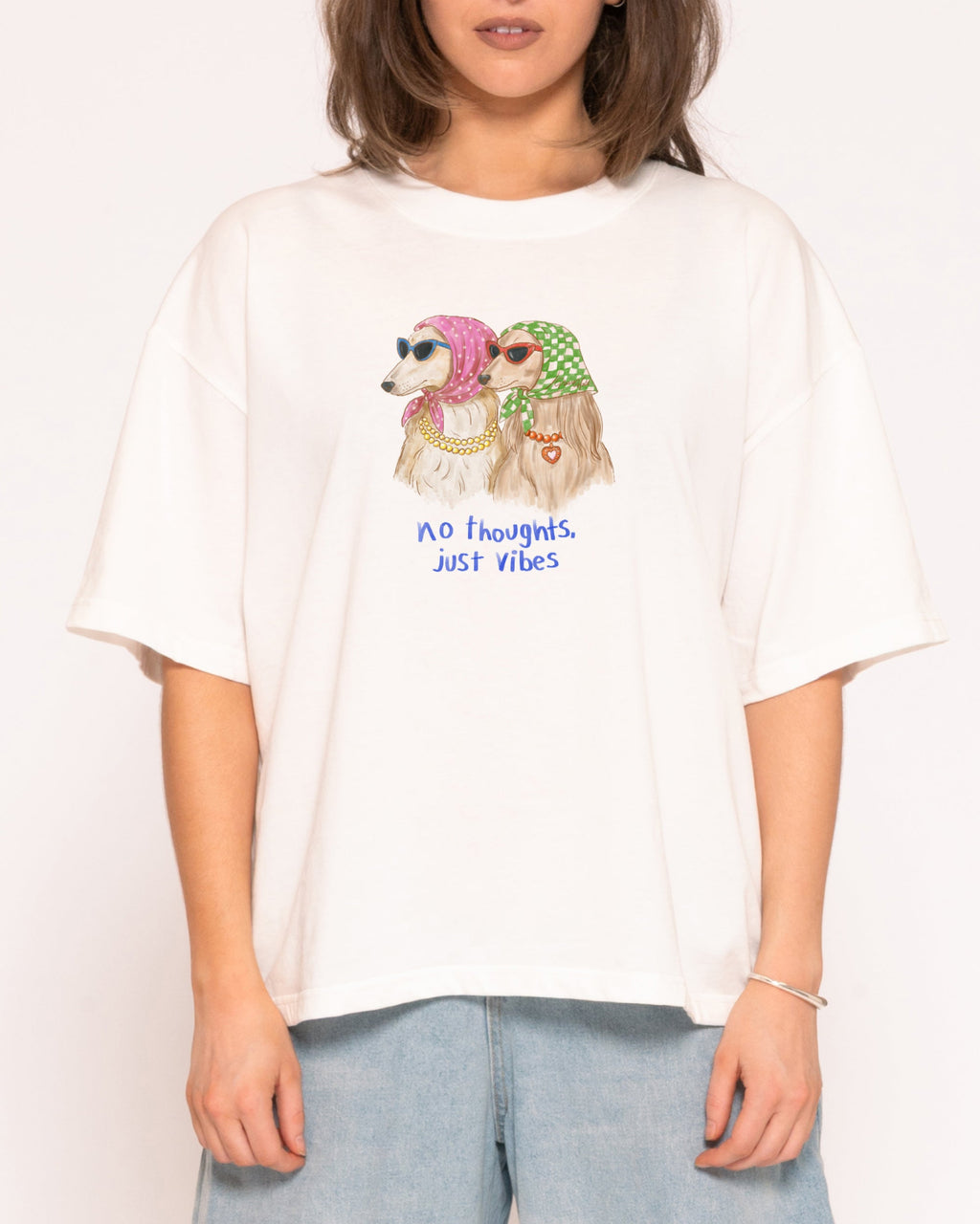 No Thoughts, Just Vibes Boxy Crop - Adult & Kids T-Shirts, Sweatshirts & Hoodies apparel design preview 1