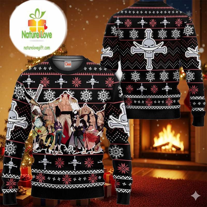 Whitebeard Pirates Anime Xmas Gifts One Piece Ugly Christmas Sweater - Holiday Gift product image