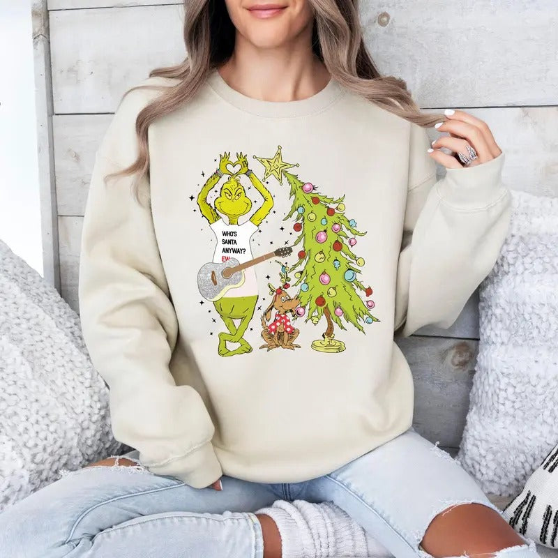 Who'S Santa Anyway G.Rinchmas Movies Xmas Crew Neck - Adult & Kids T-Shirts, Sweatshirts & Hoodies apparel design preview 1