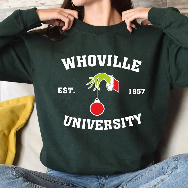 Whoville University Est 1957 Funny Xmas - Adult & Kids T-Shirts, Sweatshirts & Hoodies apparel design preview 1