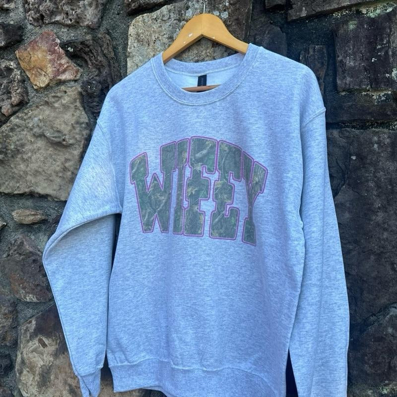 Wifey Pink Camo Print - Adult & Kids T-Shirts, Sweatshirts & Hoodies apparel design preview 1
