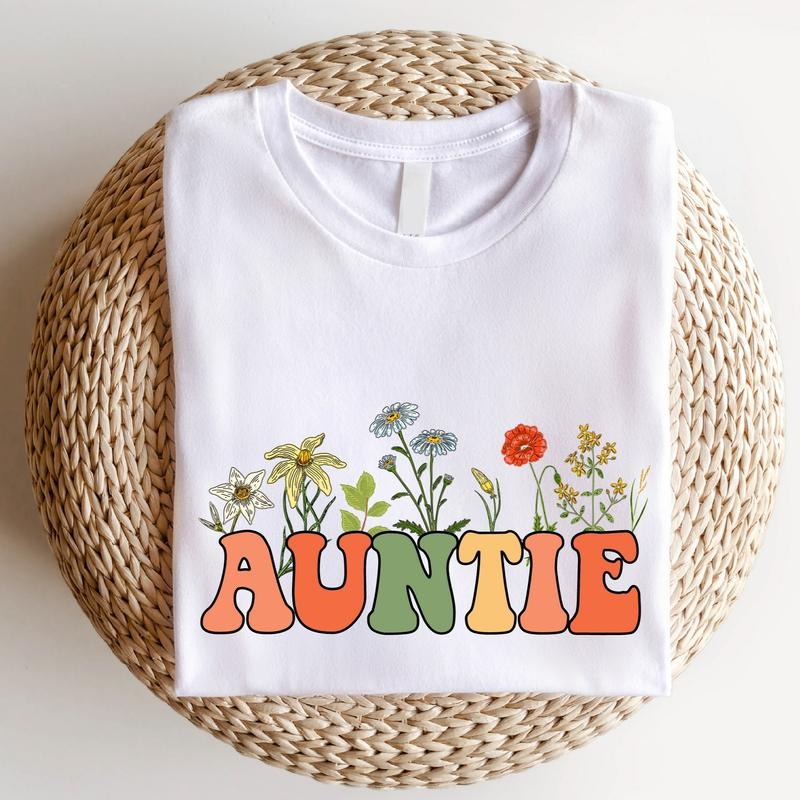 Wildflowers Auntie Aunt New Tia Be Retro Baby - Adult & Kids T-Shirts, Sweatshirts & Hoodies apparel design preview 1