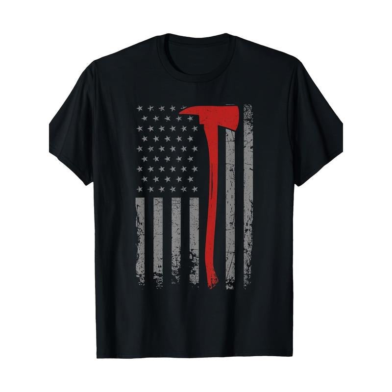 Wildland Firefighter Axe American Flag Thin Red - Adult & Kids T-Shirts, Sweatshirts & Hoodies apparel design preview 1