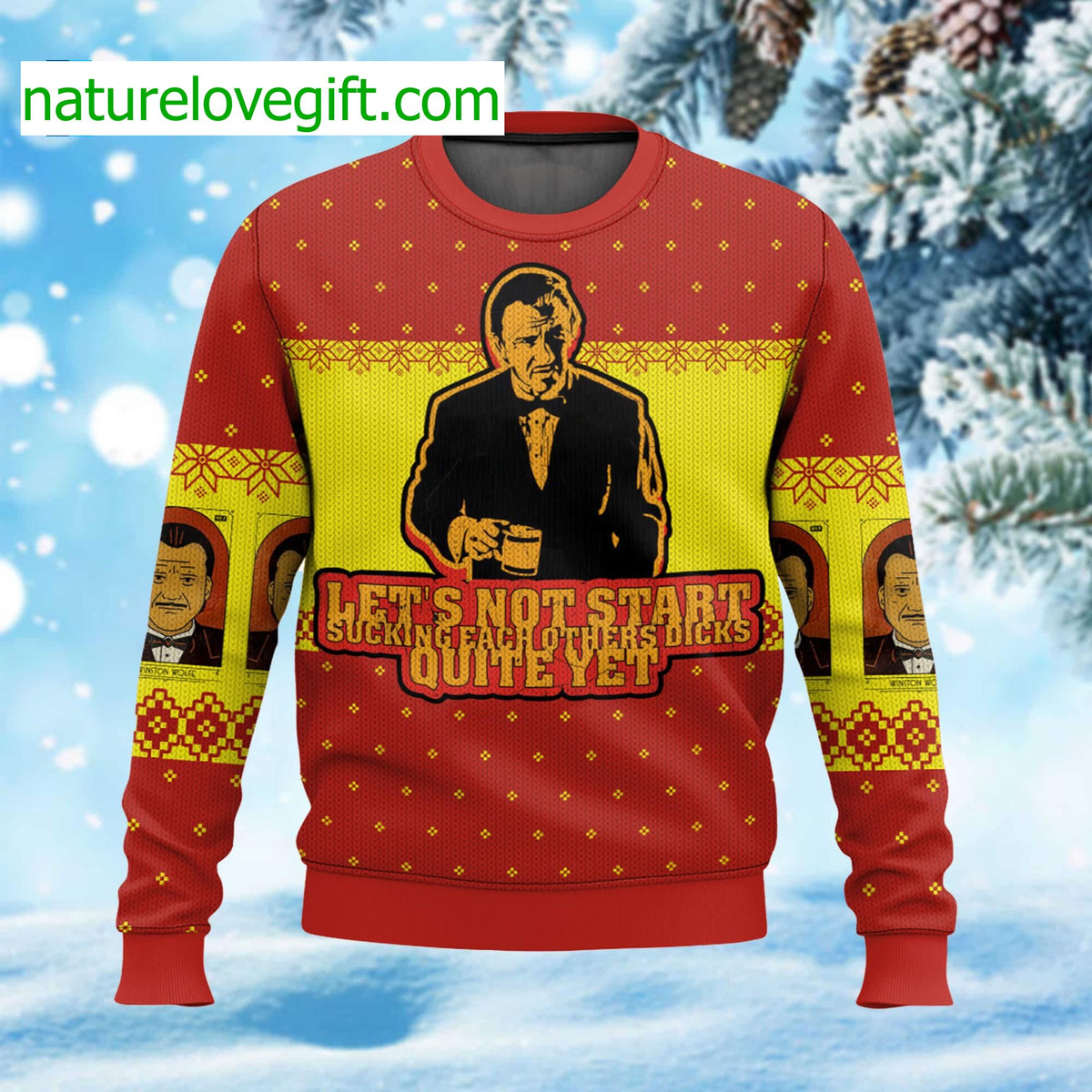 Winston Wolf Let’s Not Start Ugly Christmas Sweater - Holiday Gift product image