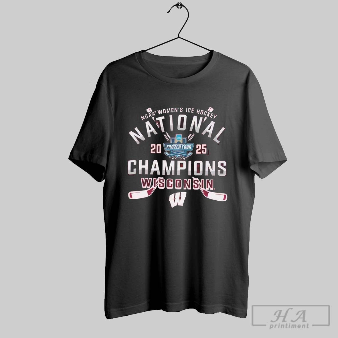 Wisconsin Badgers 2025 Ncaa Frozen Four Womens Ice - Adult & Kids T-Shirts, Sweatshirts & Hoodies apparel design preview 1