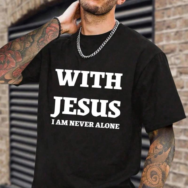 Jesus I Am Never Alone Casual Crew Neck Short Sleeve - Adult & Kids T-Shirts, Sweatshirts & Hoodies apparel design preview 1