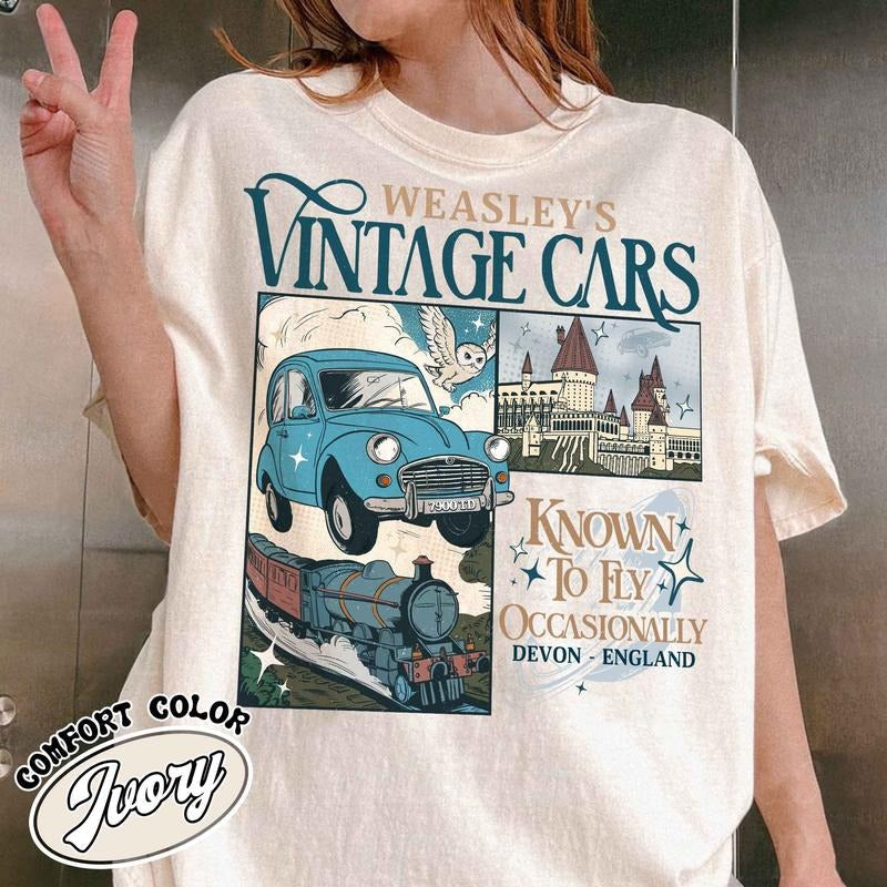 Wizard Flying Car Comfort Colors HP Inspired School - Adult & Kids T-Shirts, Sweatshirts & Hoodies apparel design preview 1