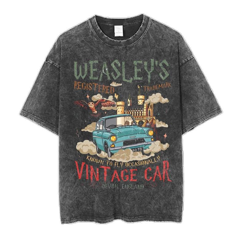 Wizard Flying Car Vintage Magical Adventure Wizarding - Adult & Kids T-Shirts, Sweatshirts & Hoodies apparel design preview 1