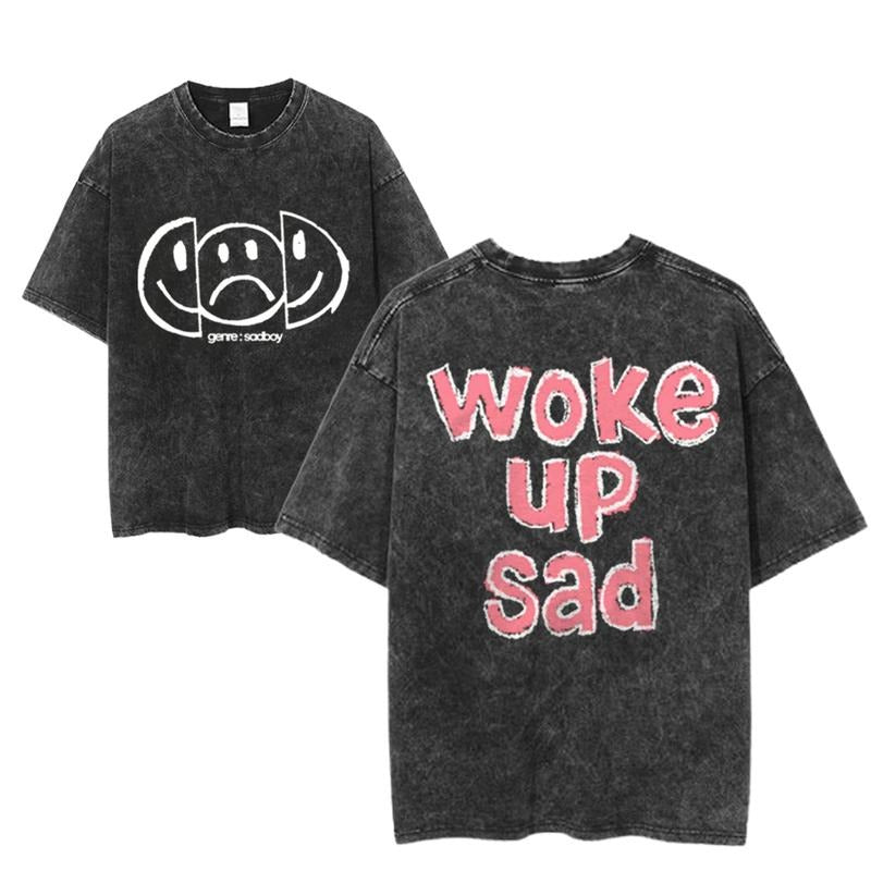 Woke Up Sad Genre Sadboy Moody Streetwear Vintage - Adult & Kids T-Shirts, Sweatshirts & Hoodies apparel design preview 1