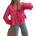Basic Tie Front Tops Casual Solid Color Doll Collar - Adult & Kids T-Shirts, Sweatshirts & Hoodies apparel design preview 1