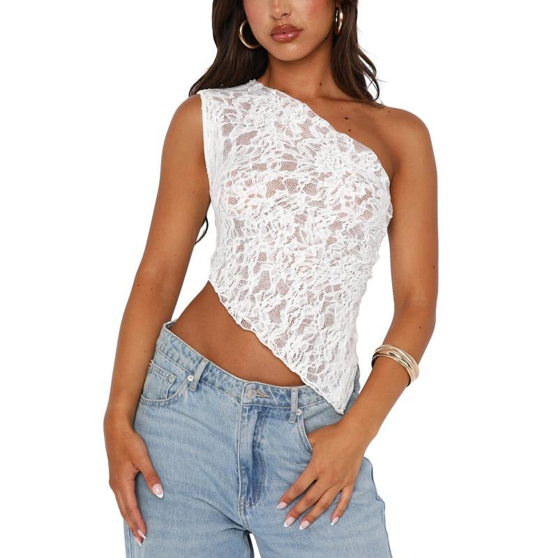Lace Vest Sleeveless One Shoulder Backless Irregular - Adult & Kids T-Shirts, Sweatshirts & Hoodies apparel design preview 1