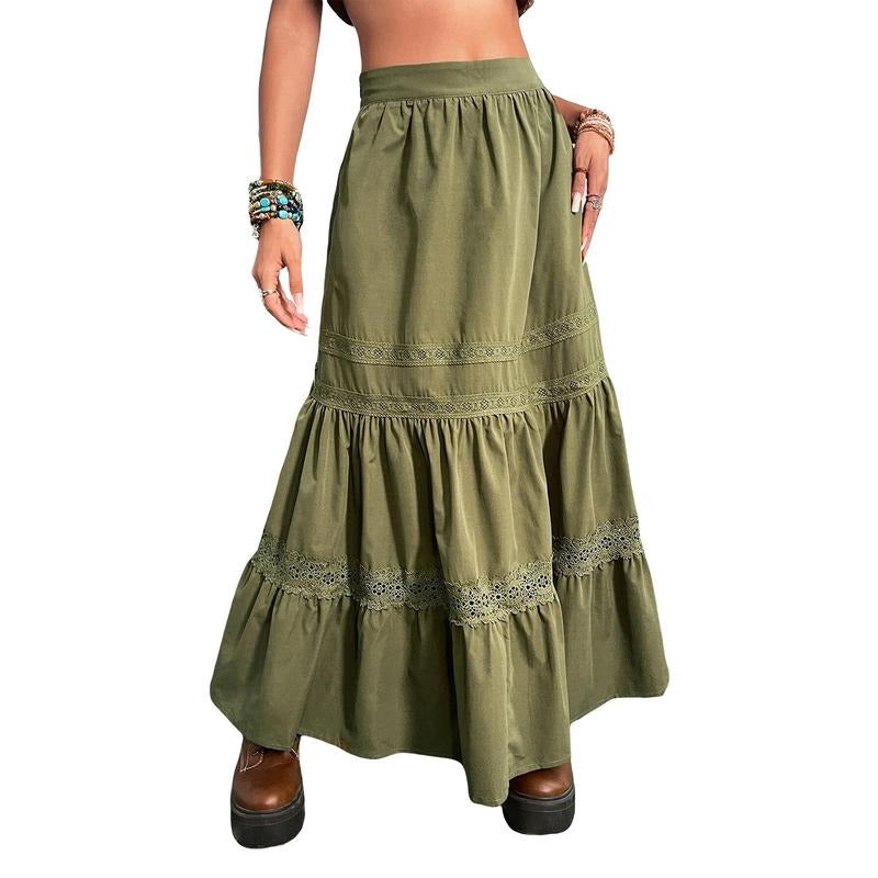 Long Skirt Vintage Lace Patchwork Loose Summer Casual - Adult & Kids T-Shirts, Sweatshirts & Hoodies apparel design preview 1