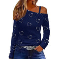 Heart Print Oblique Shoulder Spring FallFit Casual - Adult & Kids T-Shirts, Sweatshirts & Hoodies apparel design preview 1