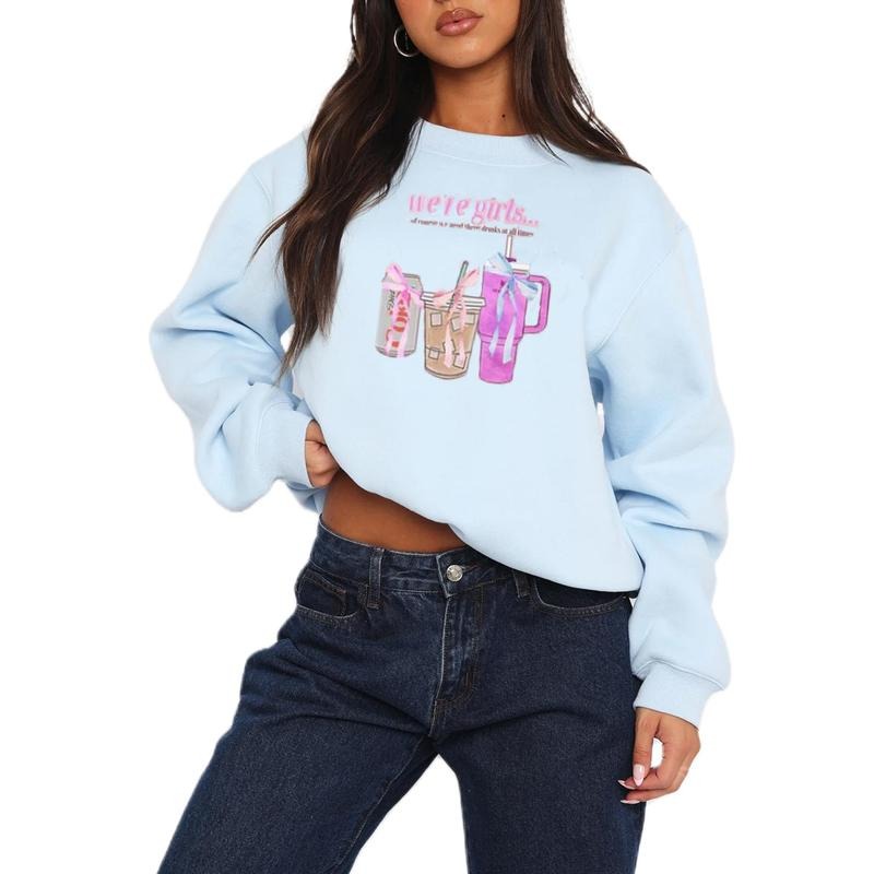 Loose Cute Water Cup Print Crew Neck Casual Fall - Adult & Kids T-Shirts, Sweatshirts & Hoodies apparel design preview 1