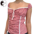 Summer Basic Casual Tie Up Back Plaid Print Ruched - Adult & Kids T-Shirts, Sweatshirts & Hoodies apparel design preview 1