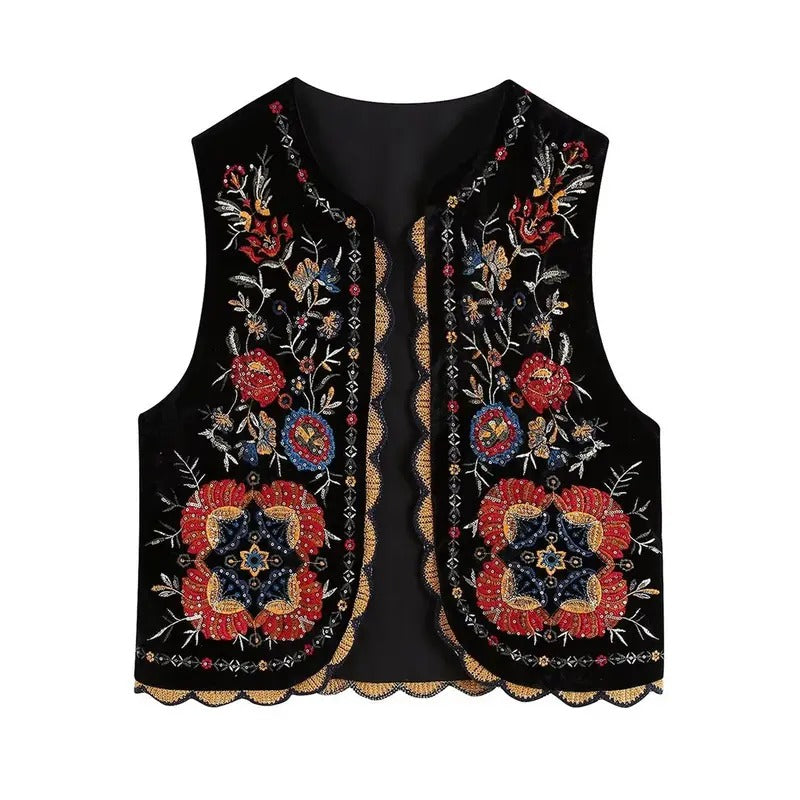 Vest Sleeveless Open Front Embroidery Flower Outwear - Adult & Kids T-Shirts, Sweatshirts & Hoodies apparel design preview 1