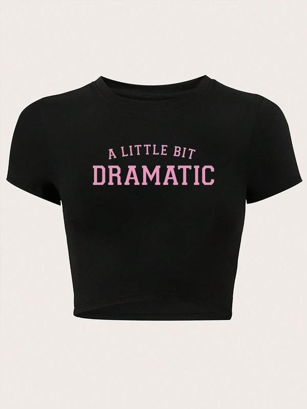 LITTLE BIT DRAMATIC" Letter Print Short Sleeve Crop - Adult & Kids T-Shirts, Sweatshirts & Hoodies apparel design preview 1