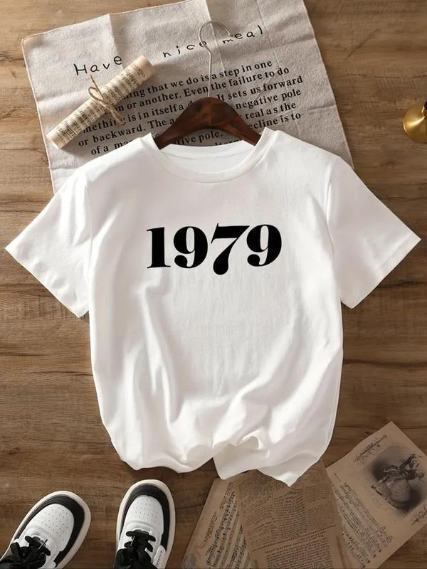 1979 Year Number Print Round Neck Casual Short Sleeve - Adult & Kids T-Shirts, Sweatshirts & Hoodies apparel design preview 1