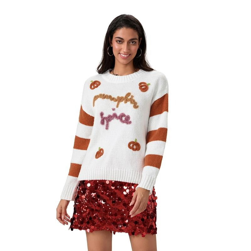 Autumn Loose Stripe Round Neck Pumpkin Letter - Adult & Kids T-Shirts, Sweatshirts & Hoodies apparel design preview 1