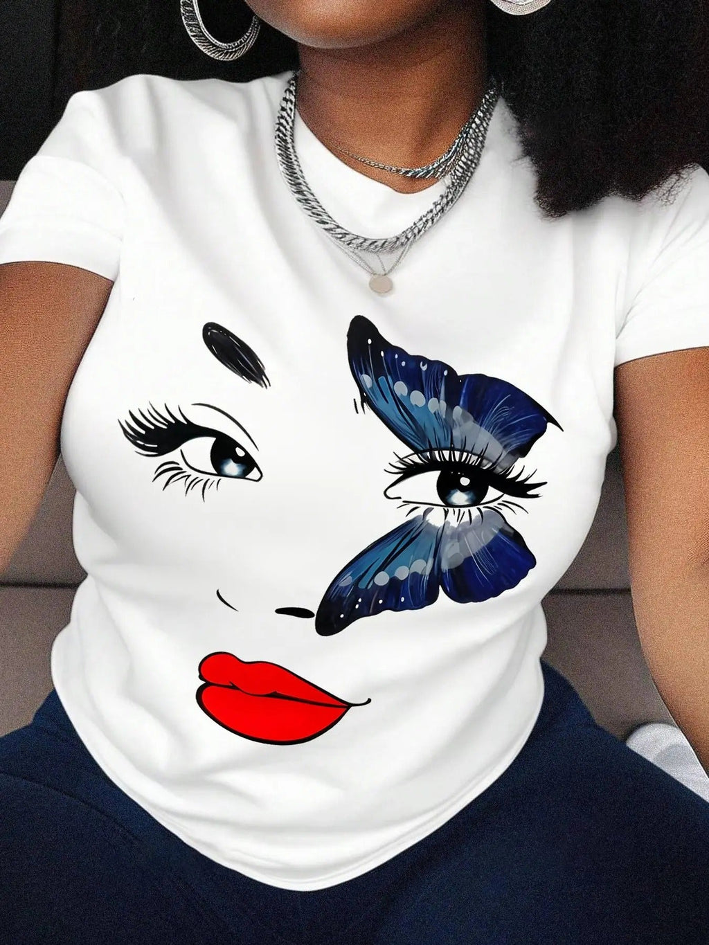 Butterfly Figure Print Round Neck Casual Short Sleeve - Adult & Kids T-Shirts, Sweatshirts & Hoodies apparel design preview 1