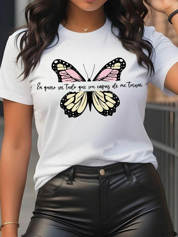 Butterfly Letter Print Round Neck Vintage Casual - Adult & Kids T-Shirts, Sweatshirts & Hoodies apparel design preview 1