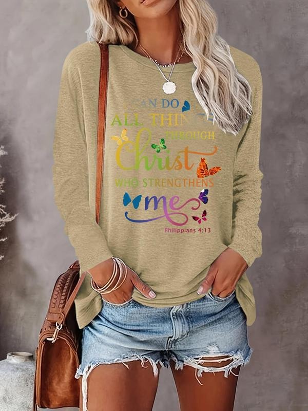 Butterfly Letter Print Round Neck Casual Crew Fall - Adult & Kids T-Shirts, Sweatshirts & Hoodies apparel design preview 1