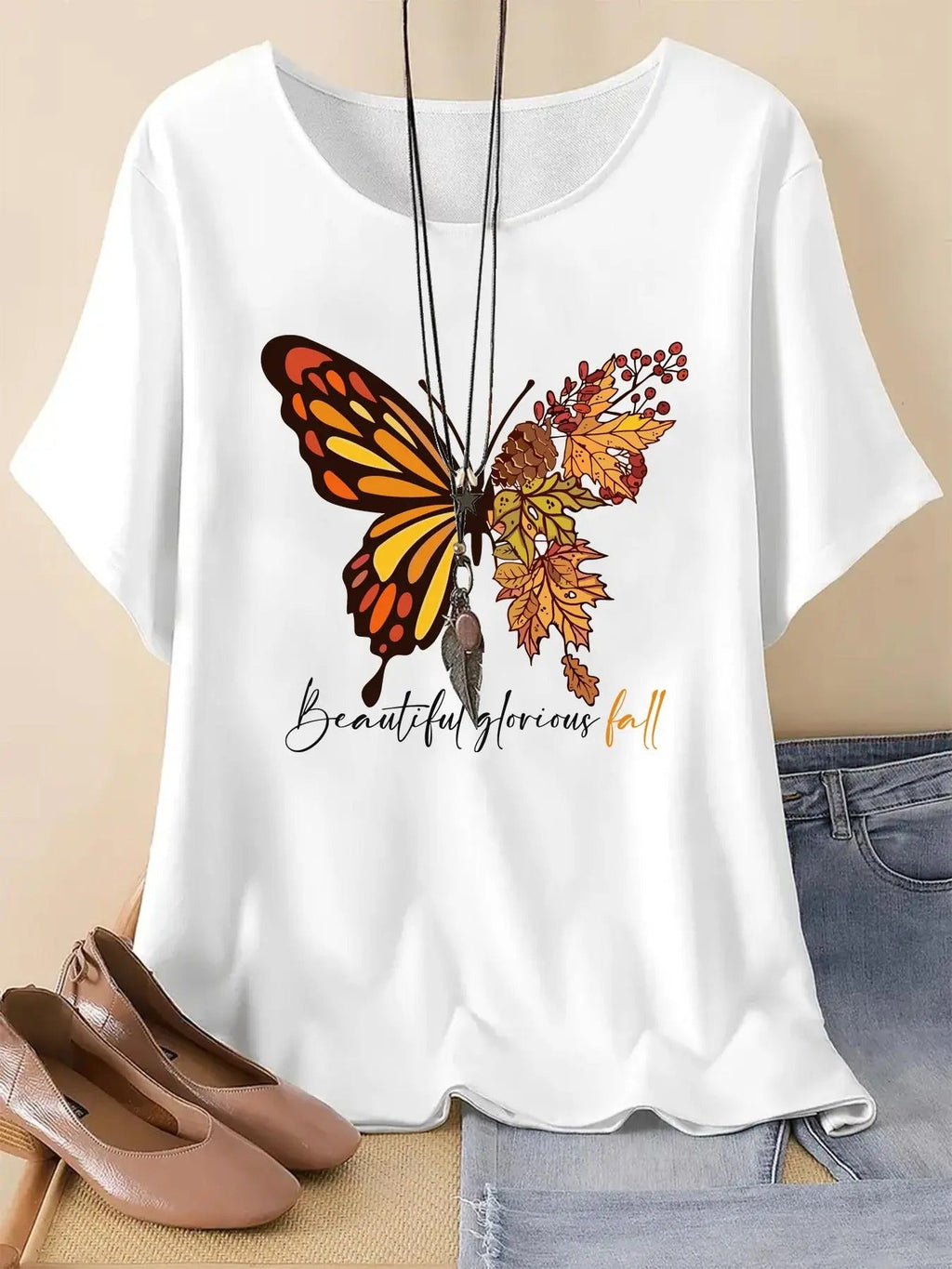 Butterfly Letter Print Round Neck Casual Short Sleeve - Adult & Kids T-Shirts, Sweatshirts & Hoodies apparel design preview 1