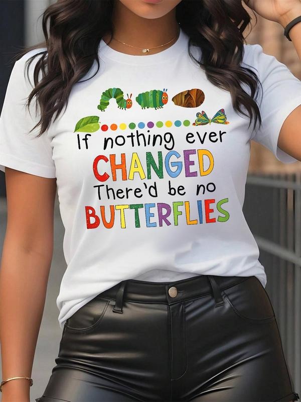 Butterfly Letter Print Round Neck Casual Short Sleeve - Adult & Kids T-Shirts, Sweatshirts & Hoodies apparel design preview 1