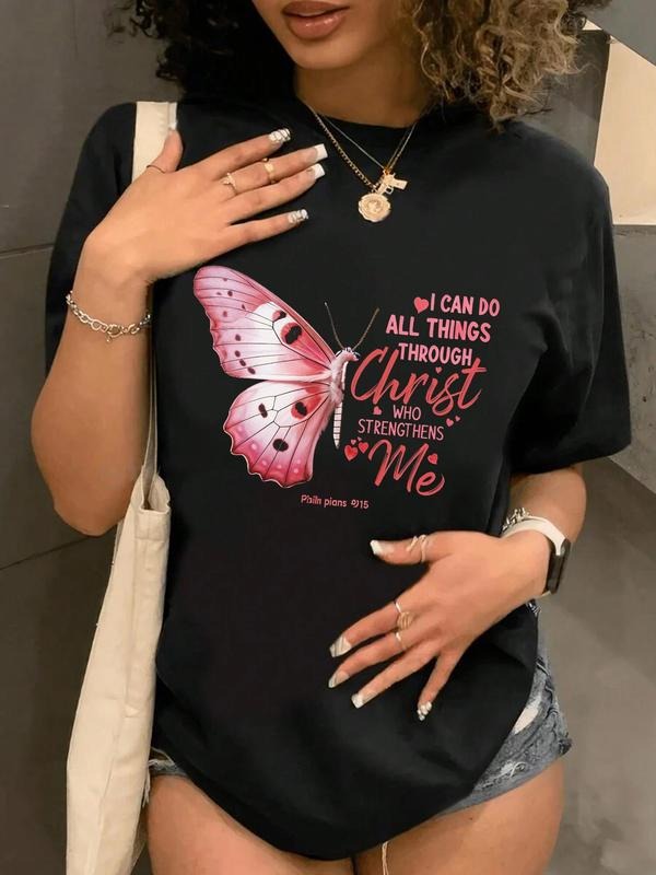 Butterfly Letter Print Round Neck Casual Short Sleeve - Adult & Kids T-Shirts, Sweatshirts & Hoodies apparel design preview 1