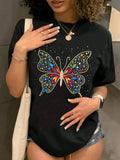 Butterfly Print Round Neck Casual Crew Daily Vacation - Adult & Kids T-Shirts, Sweatshirts & Hoodies apparel design preview 1