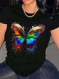 Butterfly Print Round Neck Casual Short Sleeve Daily - Adult & Kids T-Shirts, Sweatshirts & Hoodies apparel design preview 1