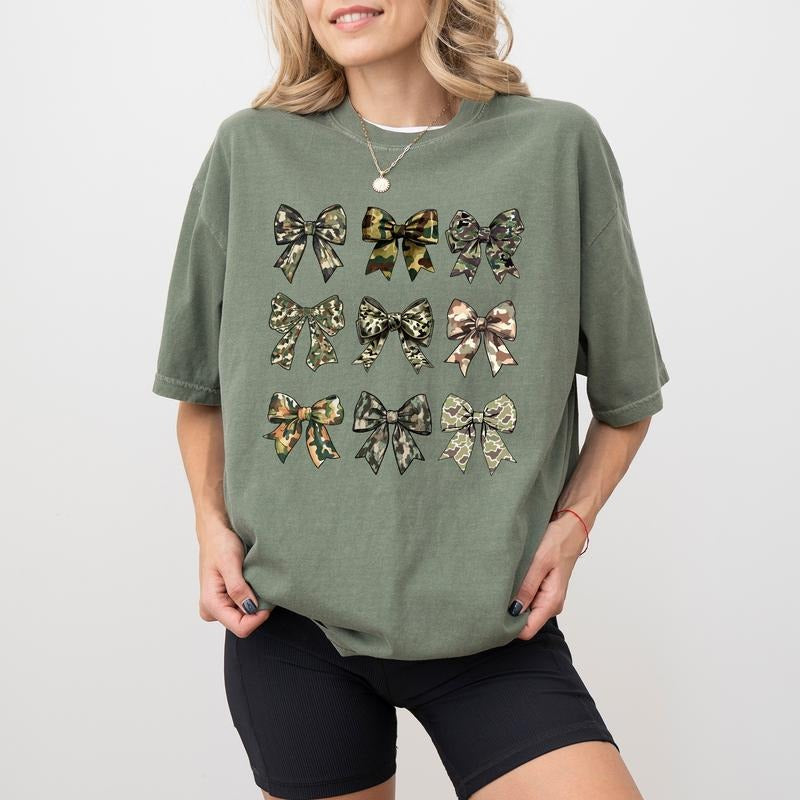 Camo Coquette Bows Hunting Comfort Colors Camouflage - Adult & Kids T-Shirts, Sweatshirts & Hoodies apparel design preview 1
