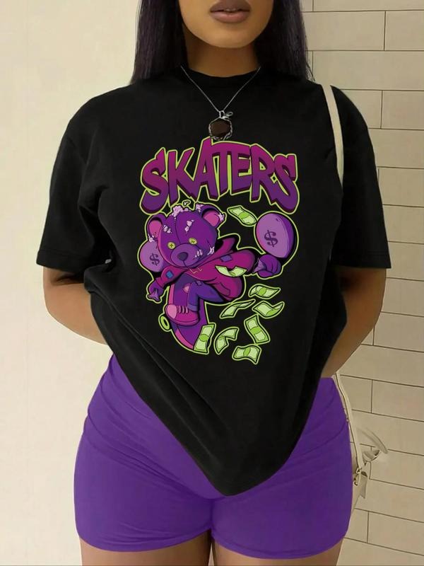 Cartoon Bear Print Round Neck Casual Drop Shoulder - Adult & Kids T-Shirts, Sweatshirts & Hoodies apparel design preview 1