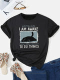 Cartoon Cat Letter Print Round Neck Casual Short - Adult & Kids T-Shirts, Sweatshirts & Hoodies apparel design preview 1