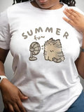Cartoon Cat Letter Print Round Neck Casual Crew Daily - Adult & Kids T-Shirts, Sweatshirts & Hoodies apparel design preview 1