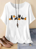 Cartoon Cat Print Round Neck Vintage Casual Drop - Adult & Kids T-Shirts, Sweatshirts & Hoodies apparel design preview 1