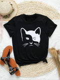 Cartoon Cat Print Round Neck Casual Short Sleeve - Adult & Kids T-Shirts, Sweatshirts & Hoodies apparel design preview 1