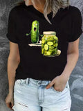 Cartoon Cucumber Print Round Neck Casual Canned - Adult & Kids T-Shirts, Sweatshirts & Hoodies apparel design preview 1